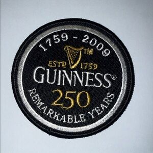Guinness Black and Gold 250th Anniversary Emblem Patch 3”